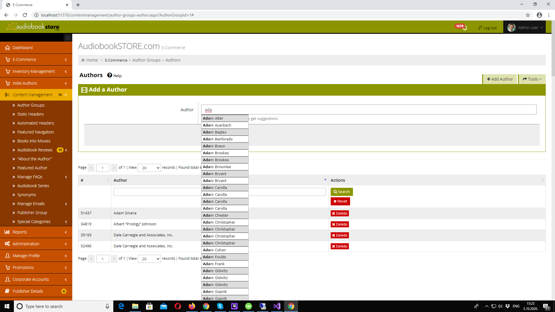 Razvoj za ASP.NET WebForms prodavnicu