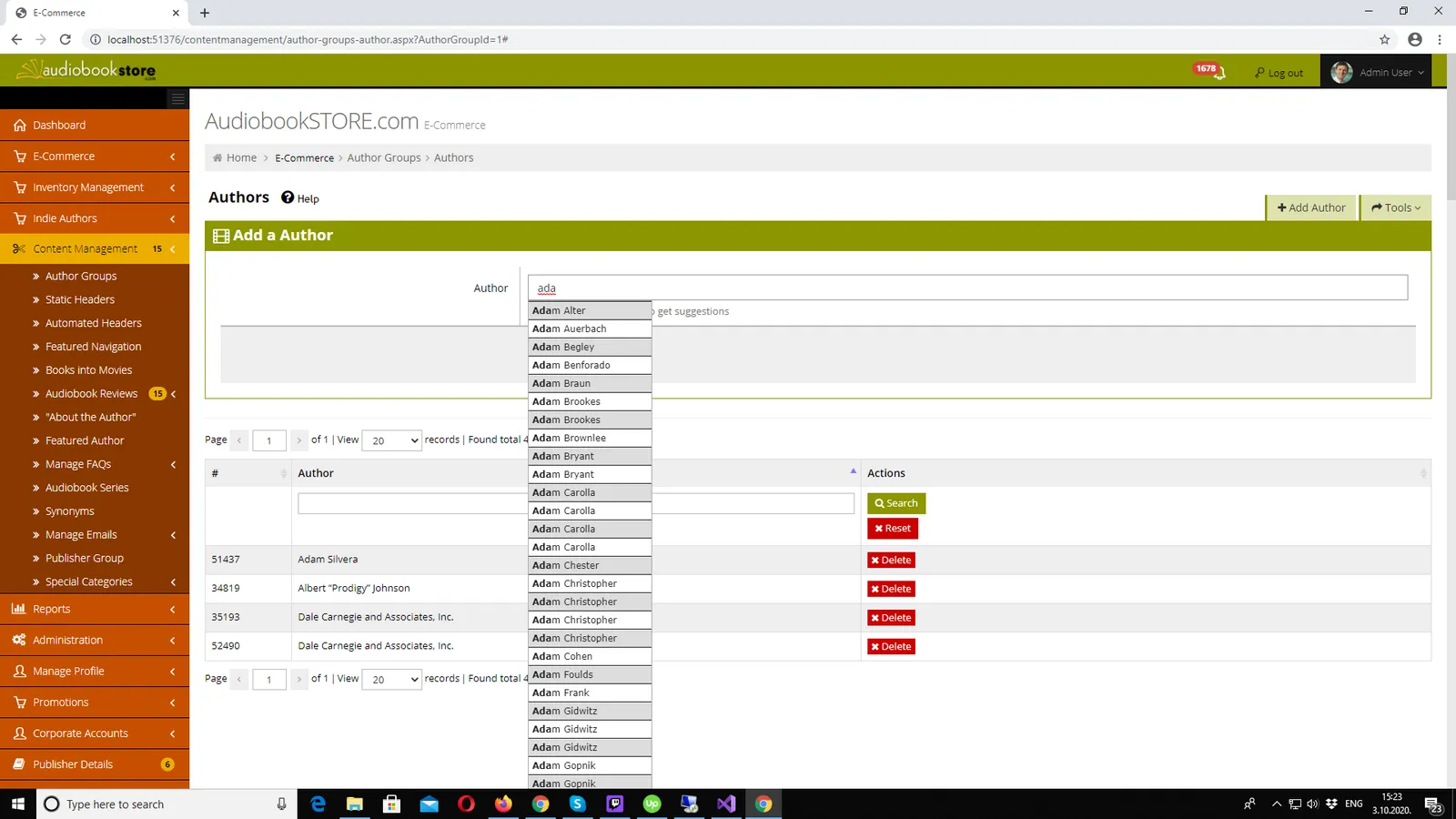 Razvoj za ASP.NET WebForms prodavnicu