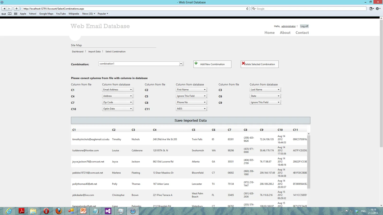 Web Email Database